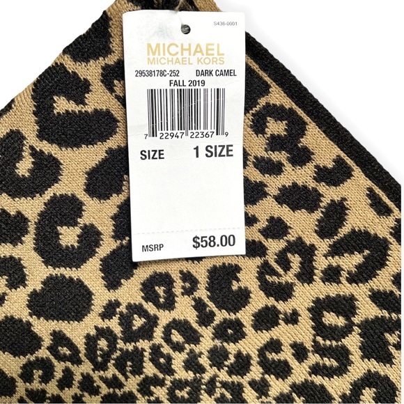 NWT Michael Kors Infinity Loop Leopard Cheetah Print Black/Camel scarf MSRP $58 - Picture 4 of 8